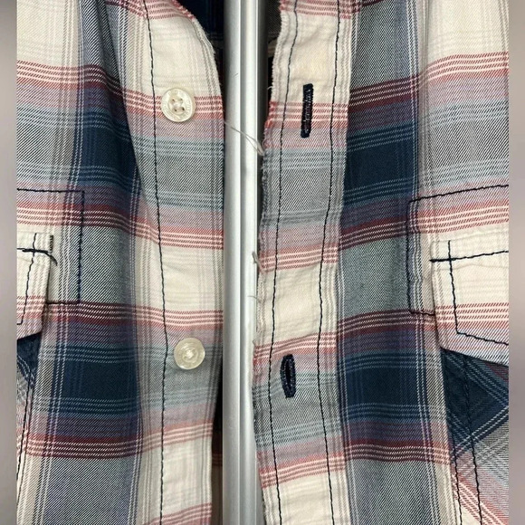 Vintage American Rag Plaid distressed Western Style button Down Size M - Picture 2 of 14